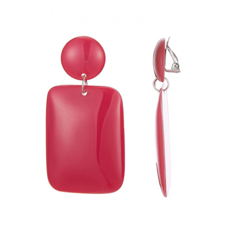 France - Boucle d'oreille clip Acier Fuchsia