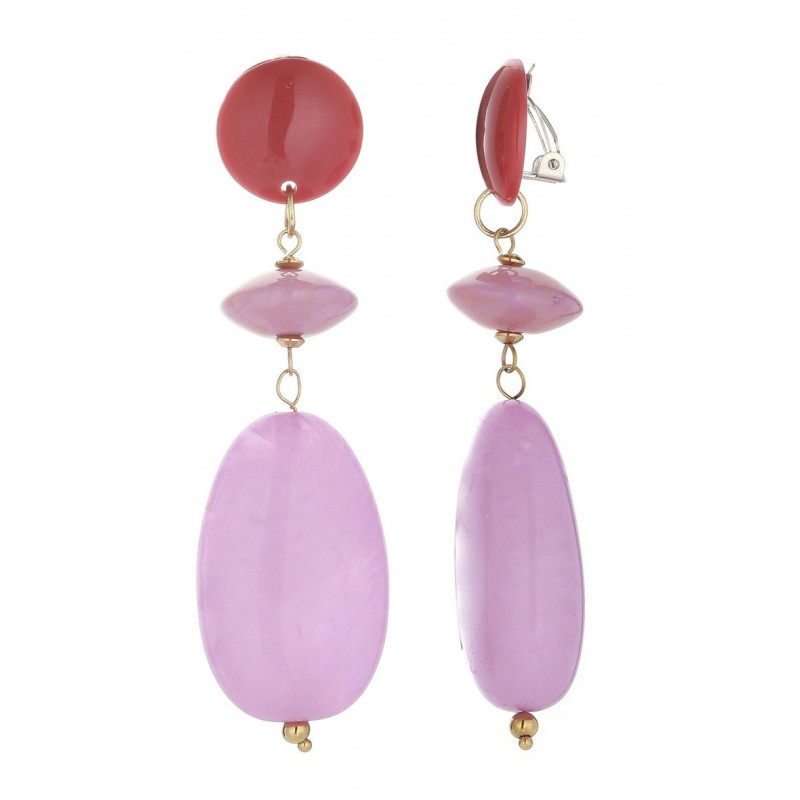 Uzima - Boucle d'oreille clip acier Violette