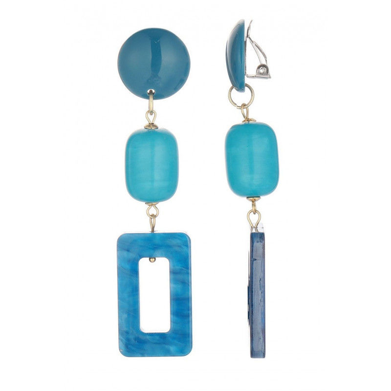 Uvild - Boucle d'oreille clip acier Bleue