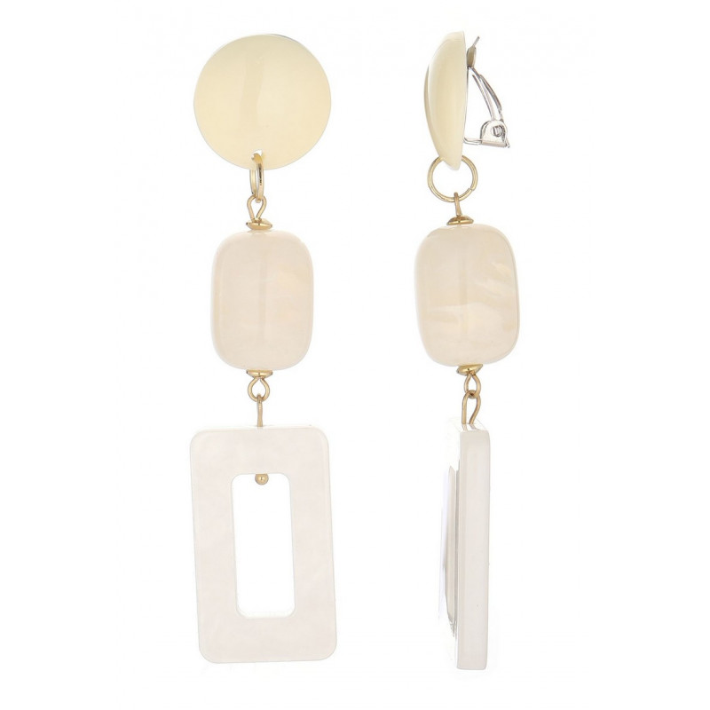 Uvild - Boucle d'oreille clip acier Blanche