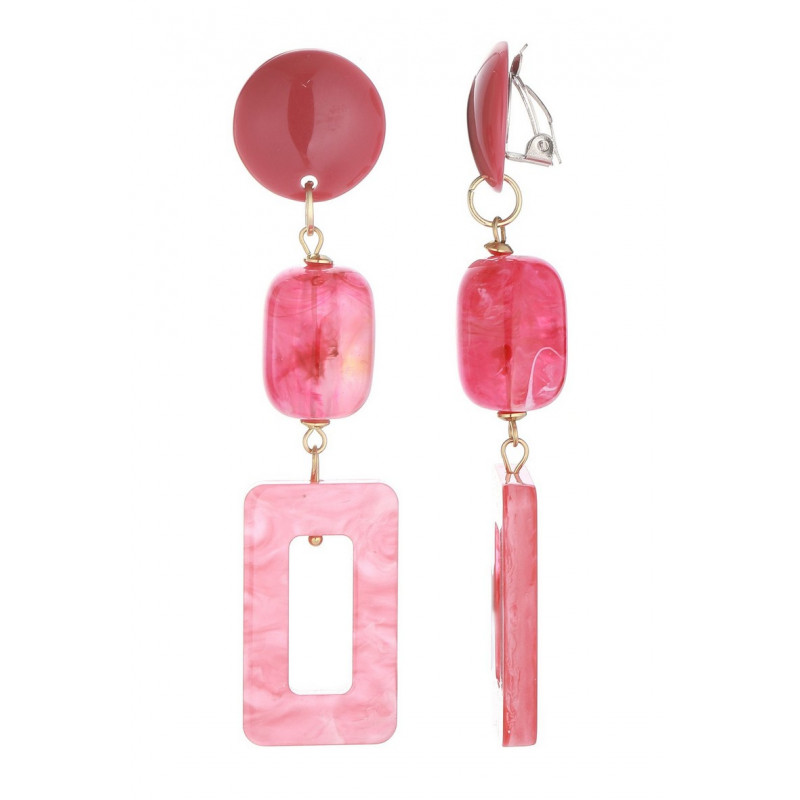 Uvild - Boucle d'oreille clip acier Fuchsia