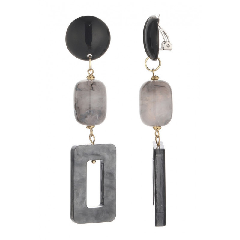 Uvild - Boucle d'oreille clip acier Grise