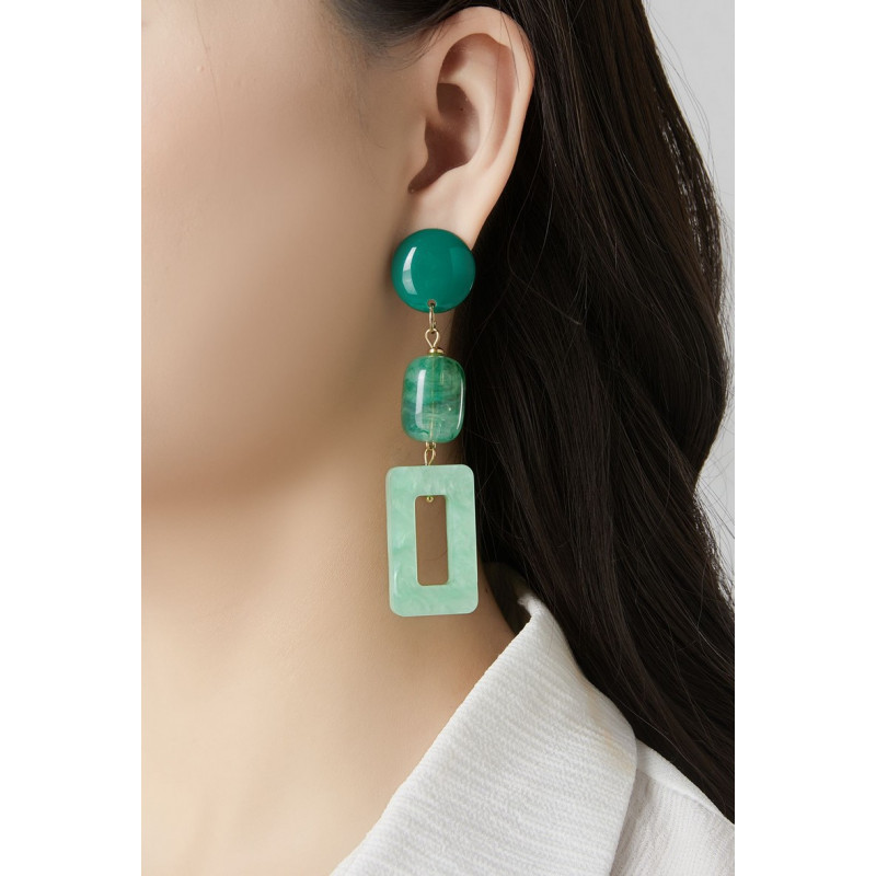 Uvild - Boucle d'oreille clip acier Verte