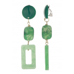 Uvild - Boucle d'oreille clip acier Verte