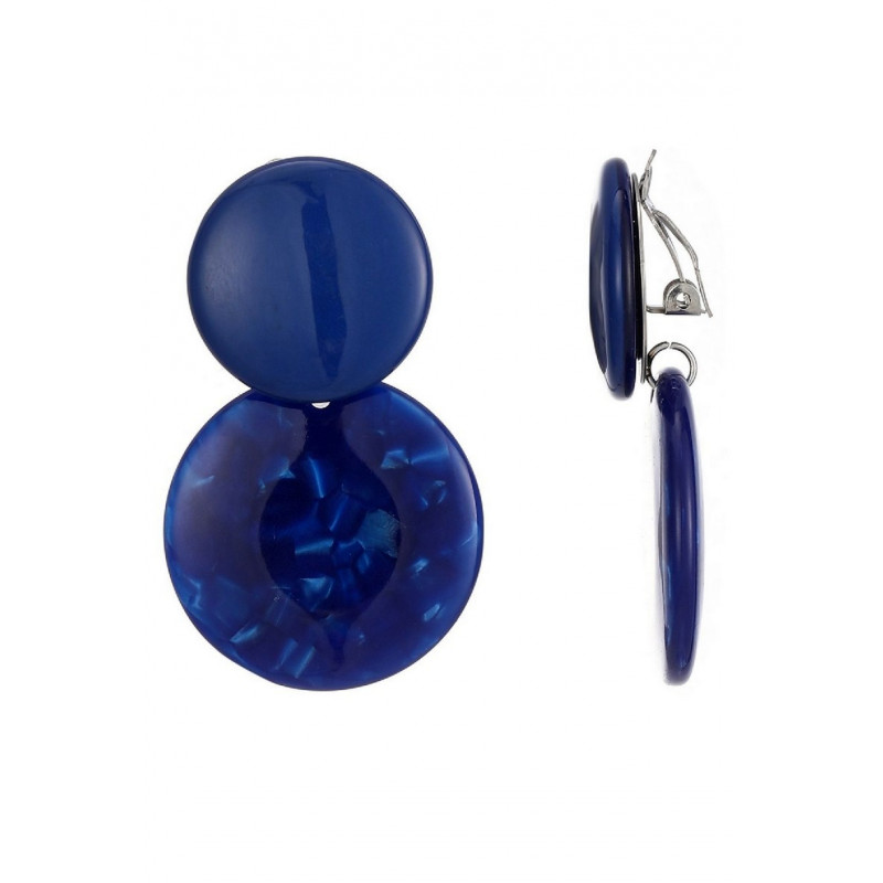Nuala - Boucle d'oreille clip Bleue