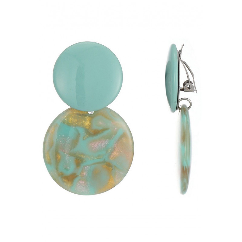 Nuala - Boucle d'oreille clip Vert opaline