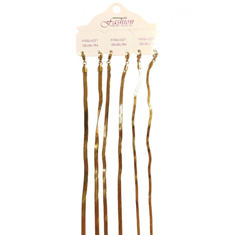 Undine - Lot de 6 colliers acier dorés