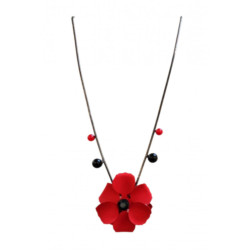 VALENTINE - Collier coquelicot