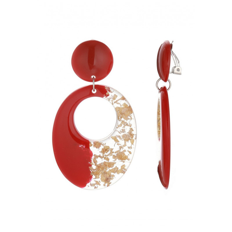 Fanchon - Boucle d'oreille clip Acier Rouge