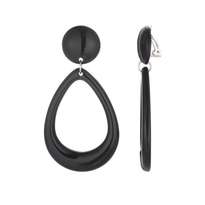 Fernanda - Boucle d'oreille clip Acier Noire