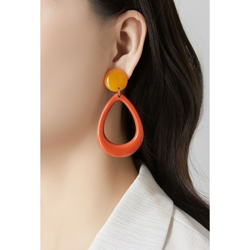 Fernanda - Boucle d'oreille clip Acier Jaune Orange