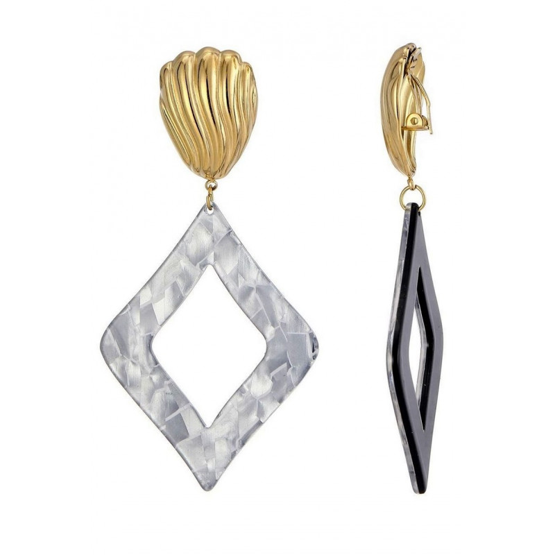 Zayna - Boucle d'oreille clip Acier Grise