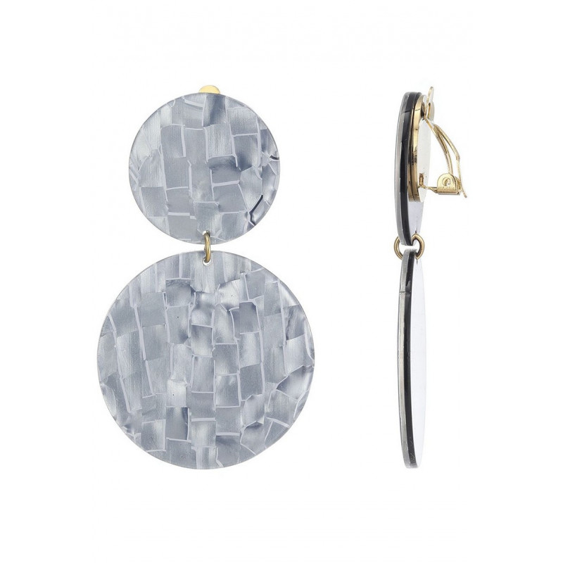 Zdislava - Boucle d'oreille clip Acier Grise