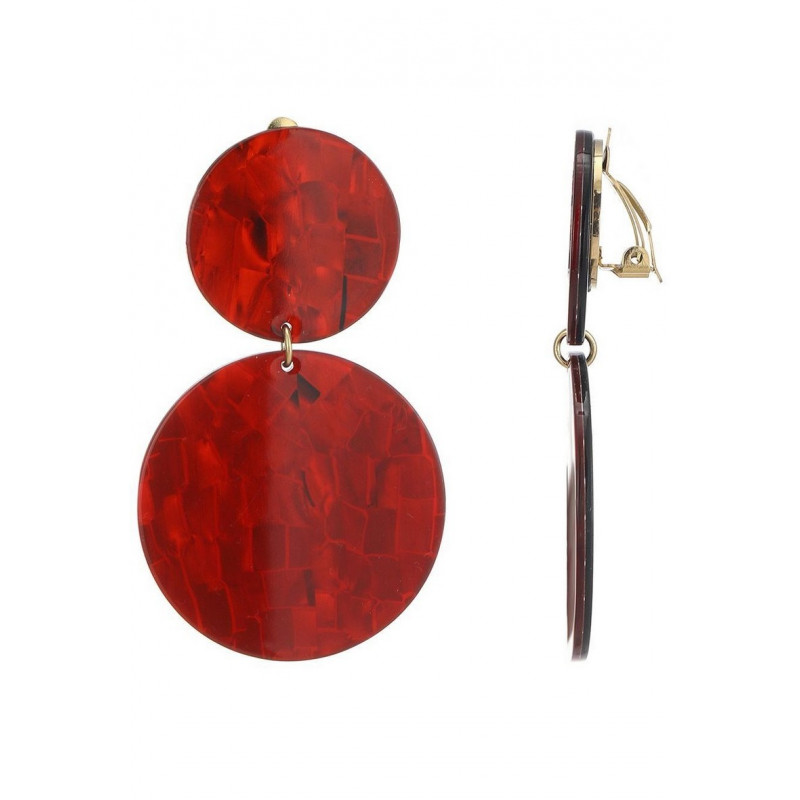 Zdislava - Boucle d'oreille clip Acier Rouge