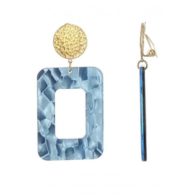 Zdenka - Boucle d'oreille clip Acier Bleue