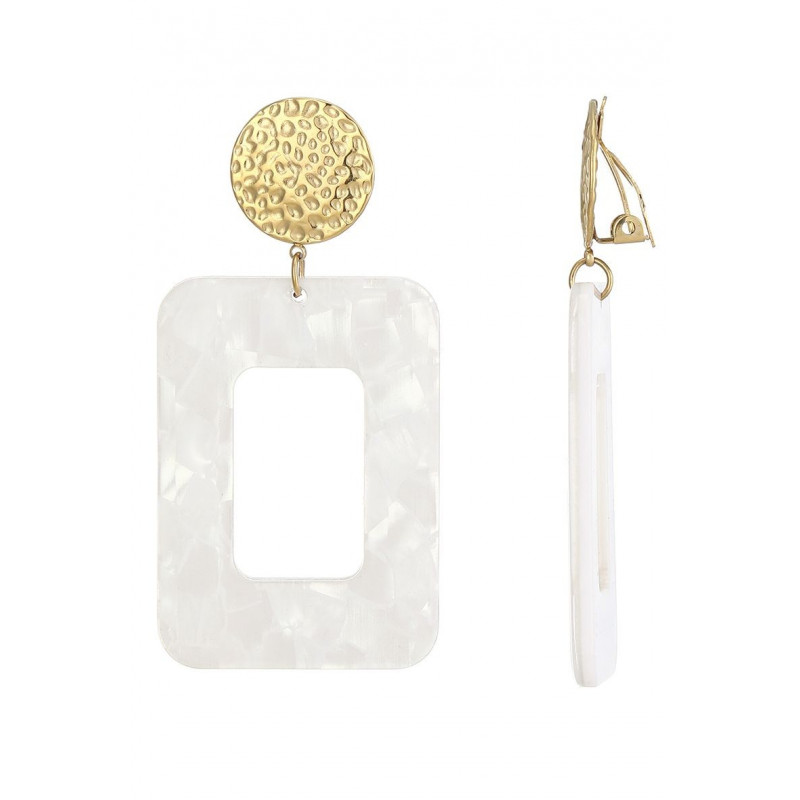 Zdenka - Boucle d'oreille clip Acier Blanche