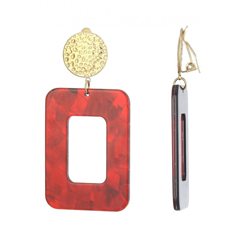 Zdenka - Boucle d'oreille clip Acier Rouge
