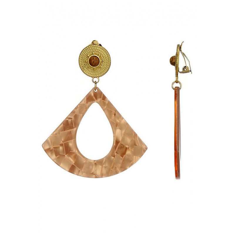 Zehra - Boucle d'oreille clip Acier Camel