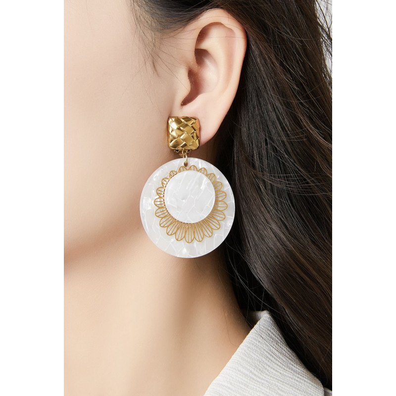 Zaynab - Boucle d'oreille clip Acier Blanche