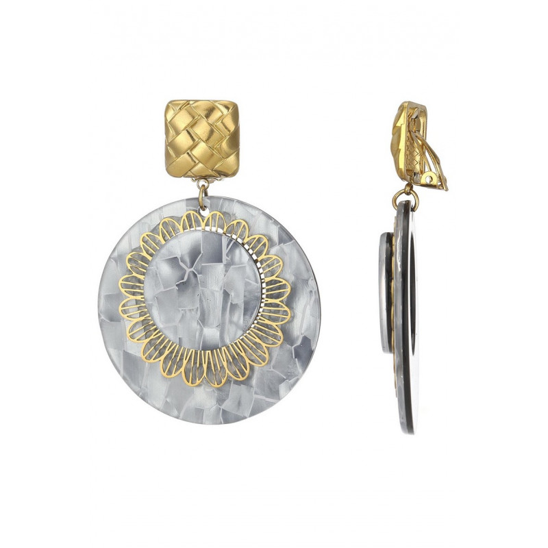 Zaynab - Boucle d'oreille clip Acier Grise