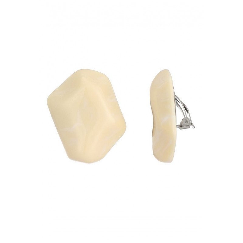 Najlae - Boucle d'oreille clip Acier Blanche