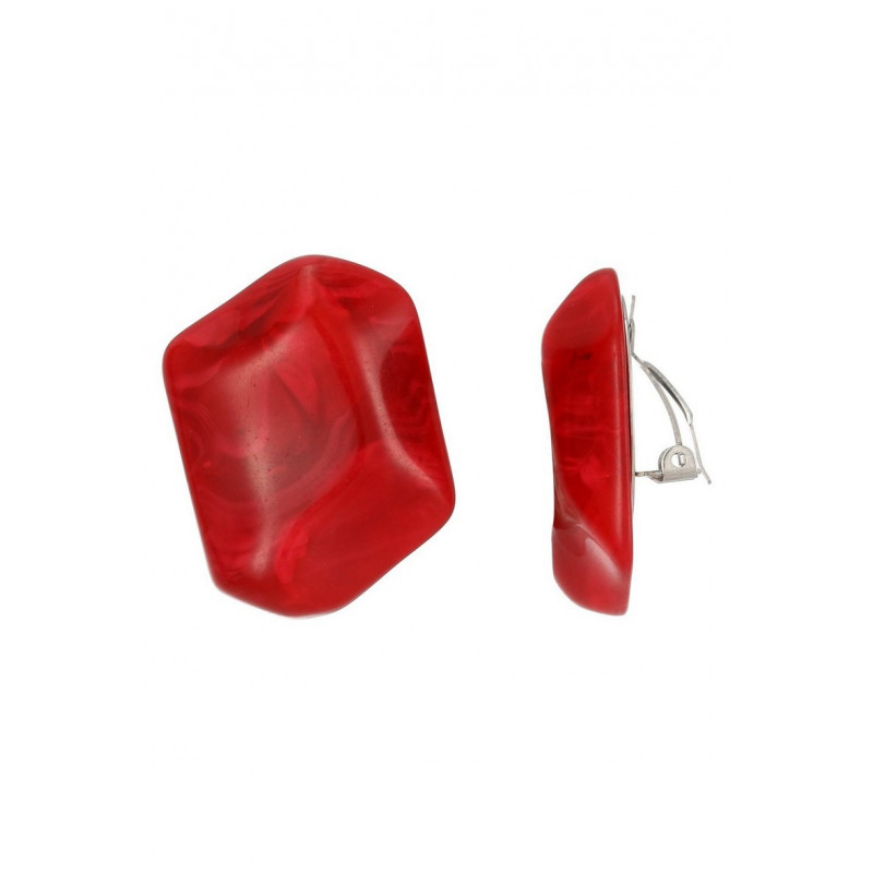 Najlae - Boucle d'oreille clip Acier Rouge