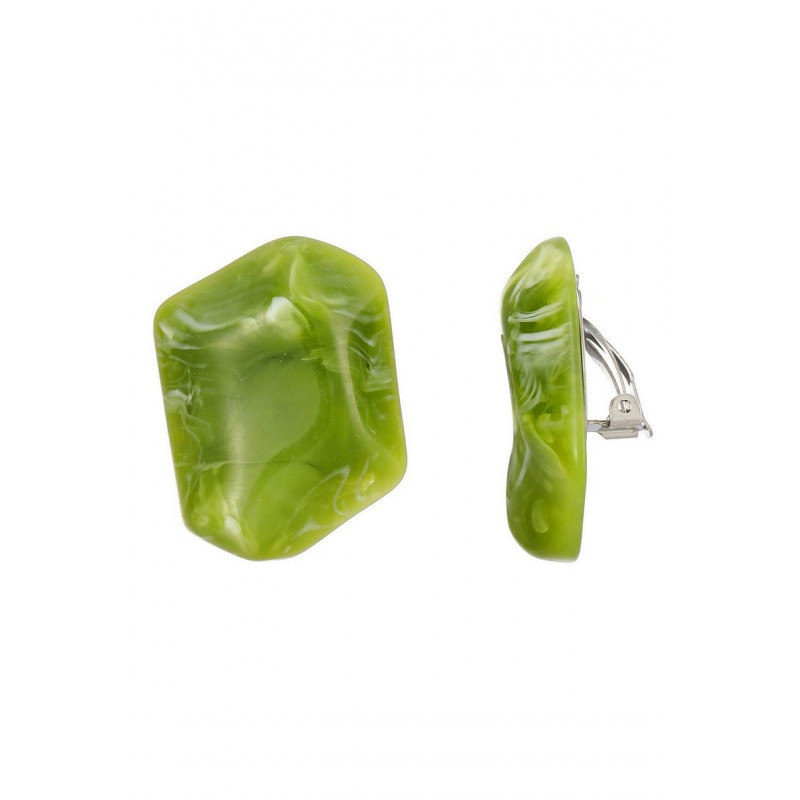 Najlae - Boucle d'oreille clip Acier Verte