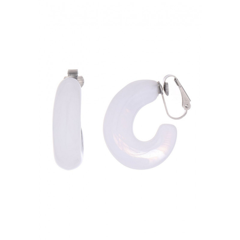 Nino - Boucle d'oreille clip Acier Blanche