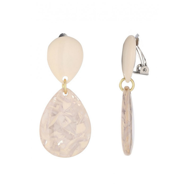 Nimat - Boucle d'oreille clip Acier Blanche