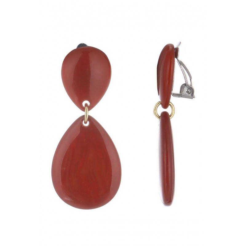 Nimat - Boucle d'oreille clip Acier Marron