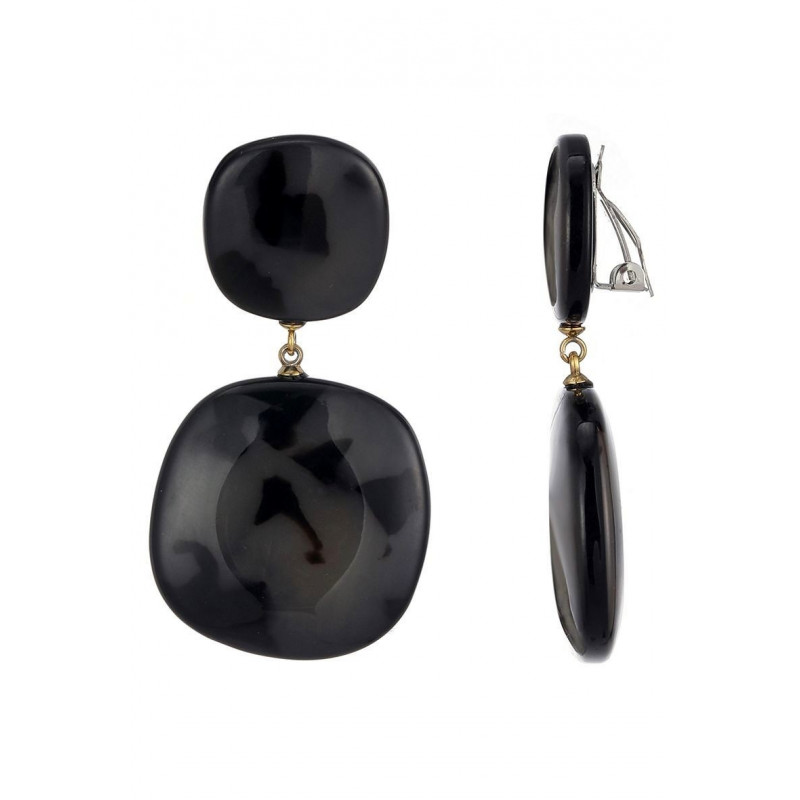 Nousra - Boucle d'oreille clip Acier Noire