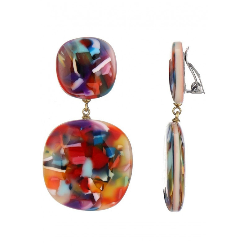 Nousra - Boucle d'oreille clip Acier Multicolore