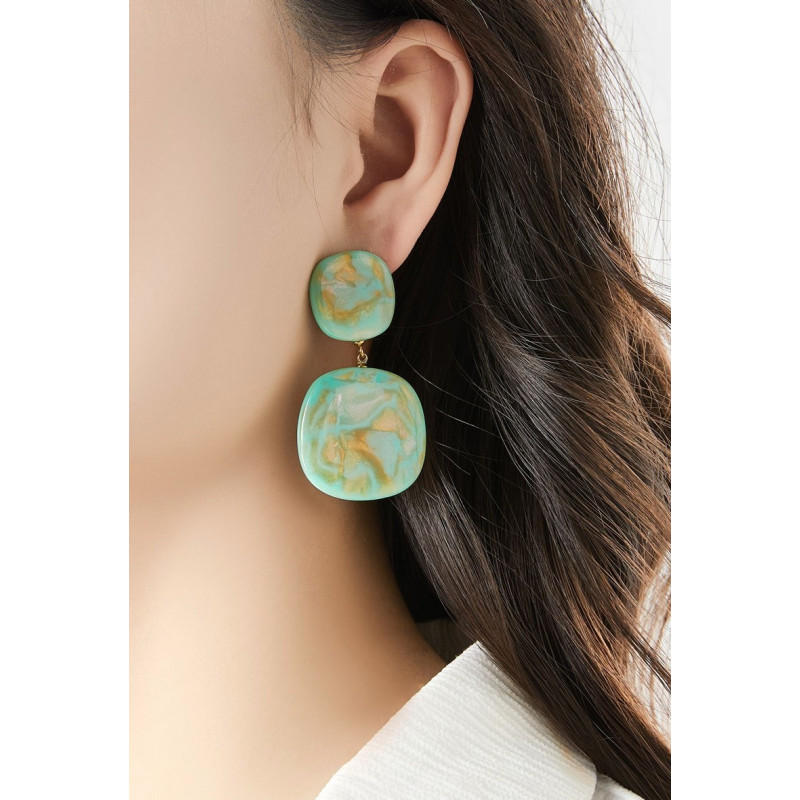 Nousra - Boucle d'oreille clip Acier Vert opaline