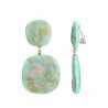 Nousra - Boucle d'oreille clip Acier Vert opaline