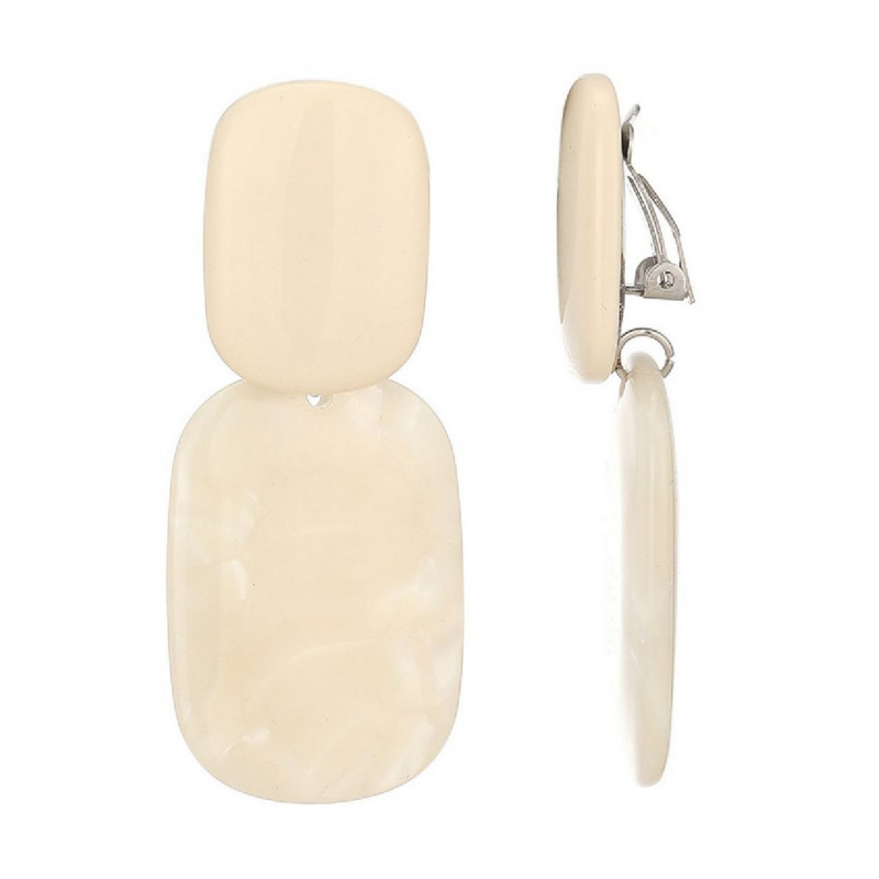 Ntombi - Boucle d'oreille clip Acier Blanche