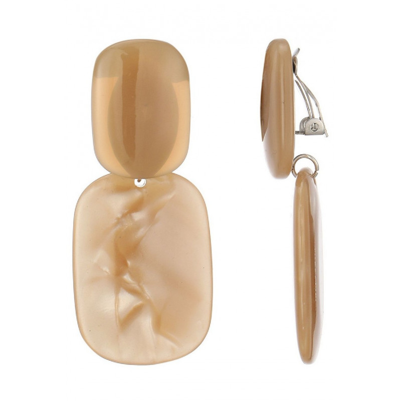 Ntombi - Boucle d'oreille clip Acier Taupe