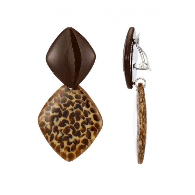 Nousha - Boucle d'oreille clip Acier Léopard