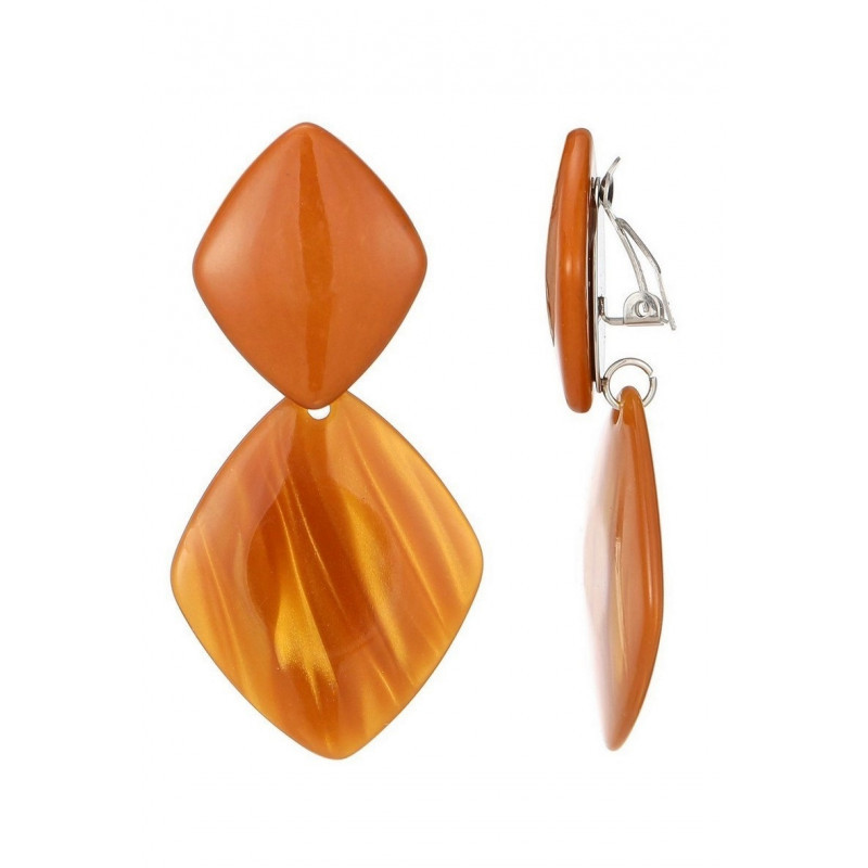 Nousha - Boucle d'oreille clip Acier Orange
