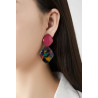 Nousha - Boucle d'oreille clip Acier Rouge