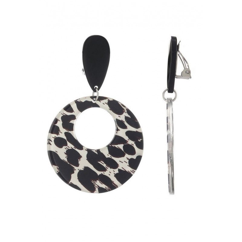 Fortune - Boucle d'oreille clip Acier Zébrée