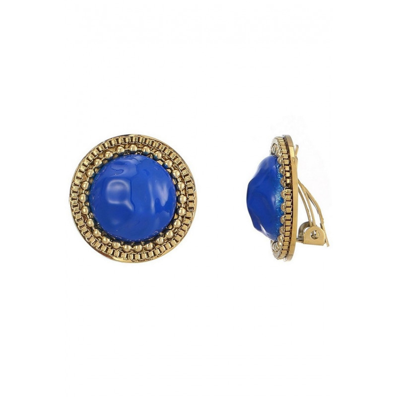 Zouhour - Boucle d'oreille clip Acier Bleue