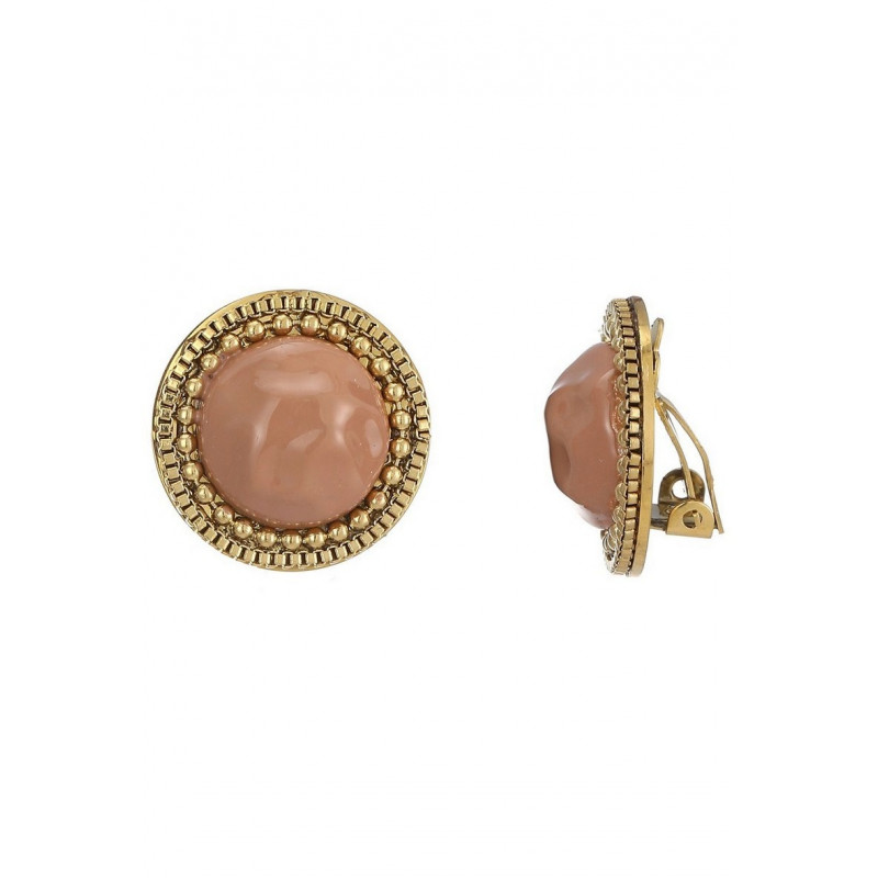 Zouhour - Boucle d'oreille clip Acier Camel
