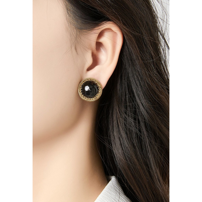 Zouhour - Boucle d'oreille clip Acier Noire