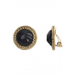 Zouhour - Boucle d'oreille clip Acier Noire