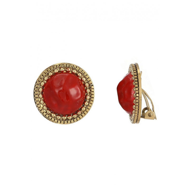 Zouhour - Boucle d'oreille clip Acier Rouge