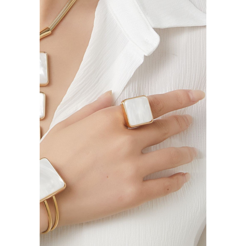 Batoul - Bague réglable Blanche