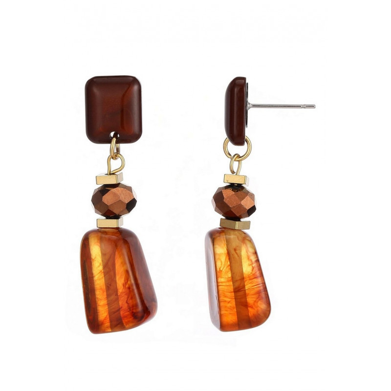 Takiyah - Boucle d'oreille tige Marron