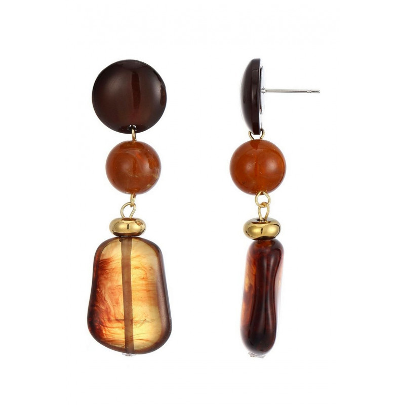 Typhaine - Boucle d'oreille tige Marron