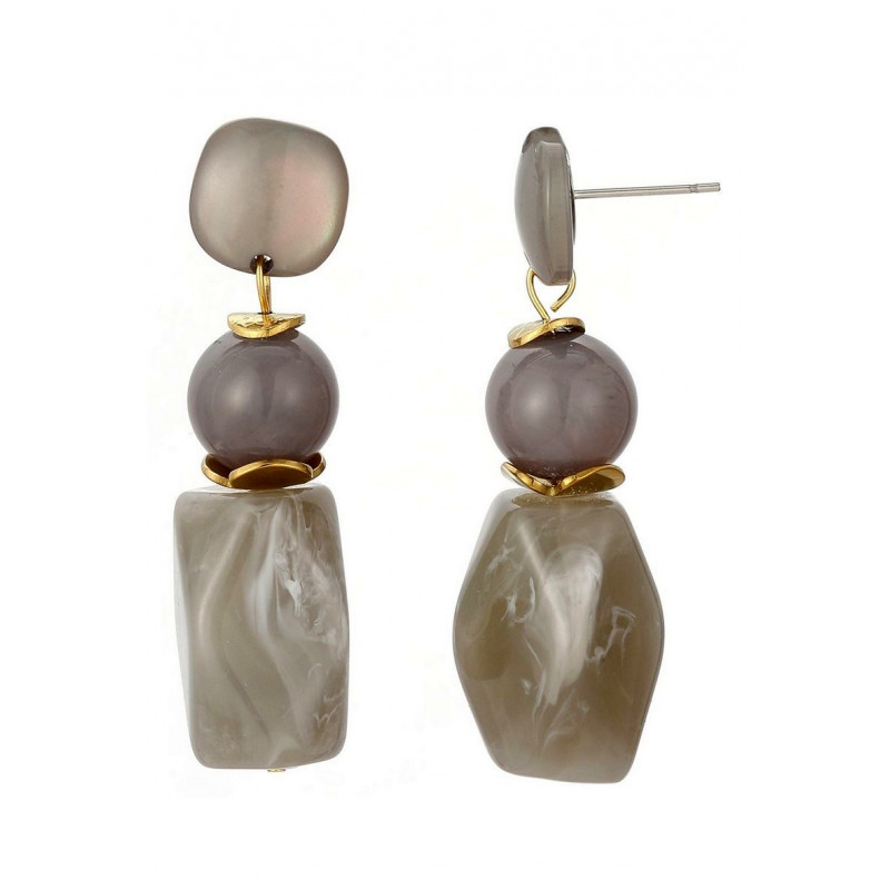 Tendai - Boucle d'oreille tige Grise