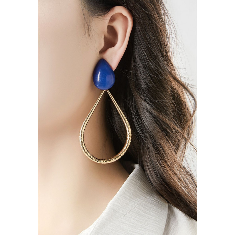 Nasria - Boucle d'oreille clip Bleue